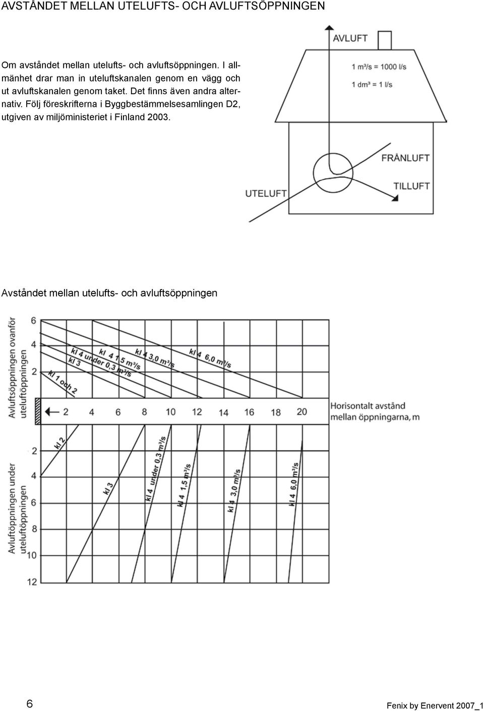 I allmänhet drar man in uteluftskanalen genom en vägg och ut avluftskanalen genom taket.