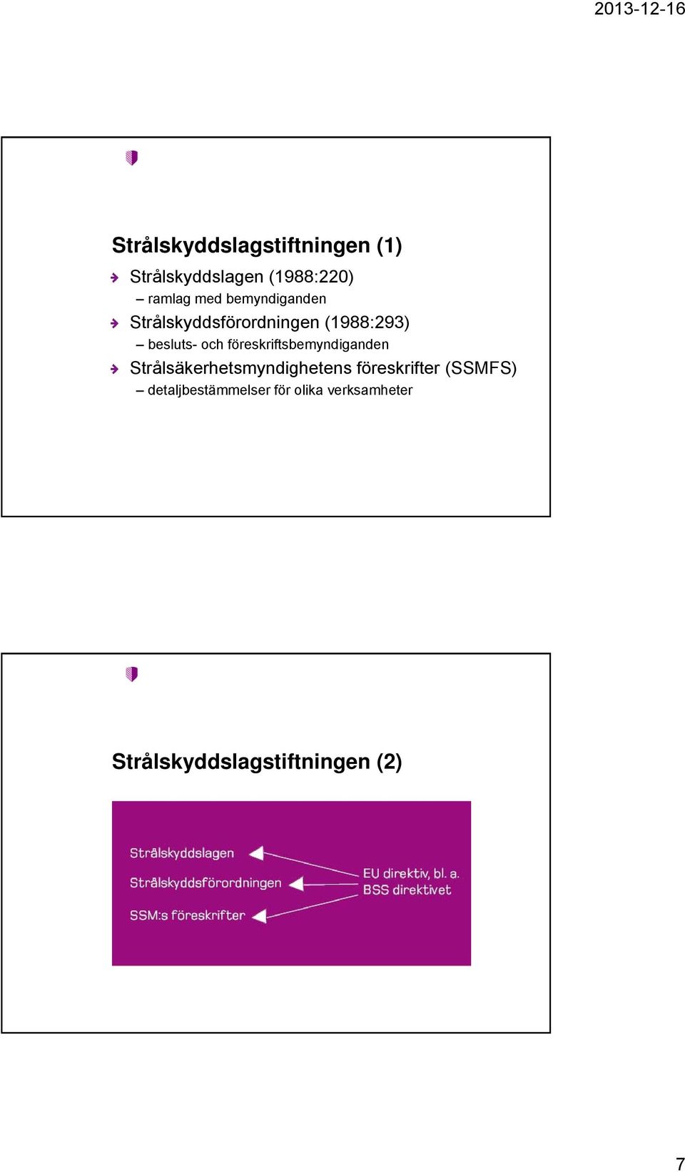 föreskriftsbemyndiganden Strålsäkerhetsmyndighetens föreskrifter