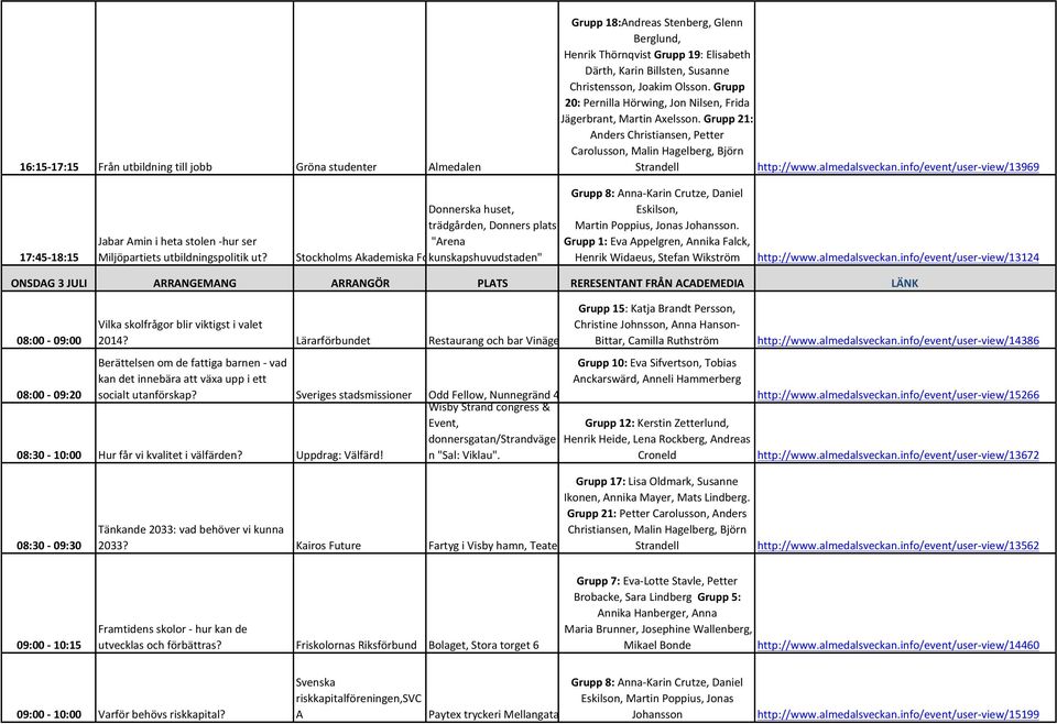 info/event/user- view/13969 17:45-18:15 Jabar Amin i heta stolen - hur ser Miljöpartiets utbildningspolitik ut?