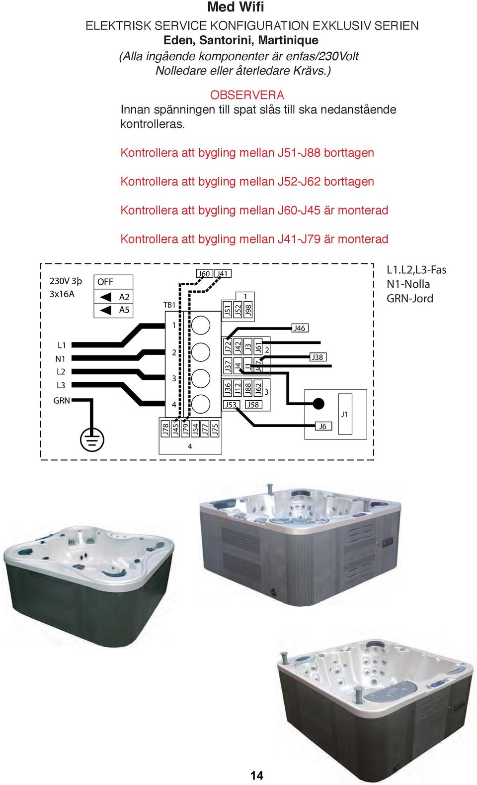 Kontrollera att bygling mellan J51-J88 borttagen Kontrollera att bygling mellan J52-J62 borttagen Kontrollera att bygling mellan J60-J45 är monterad Kontrollera