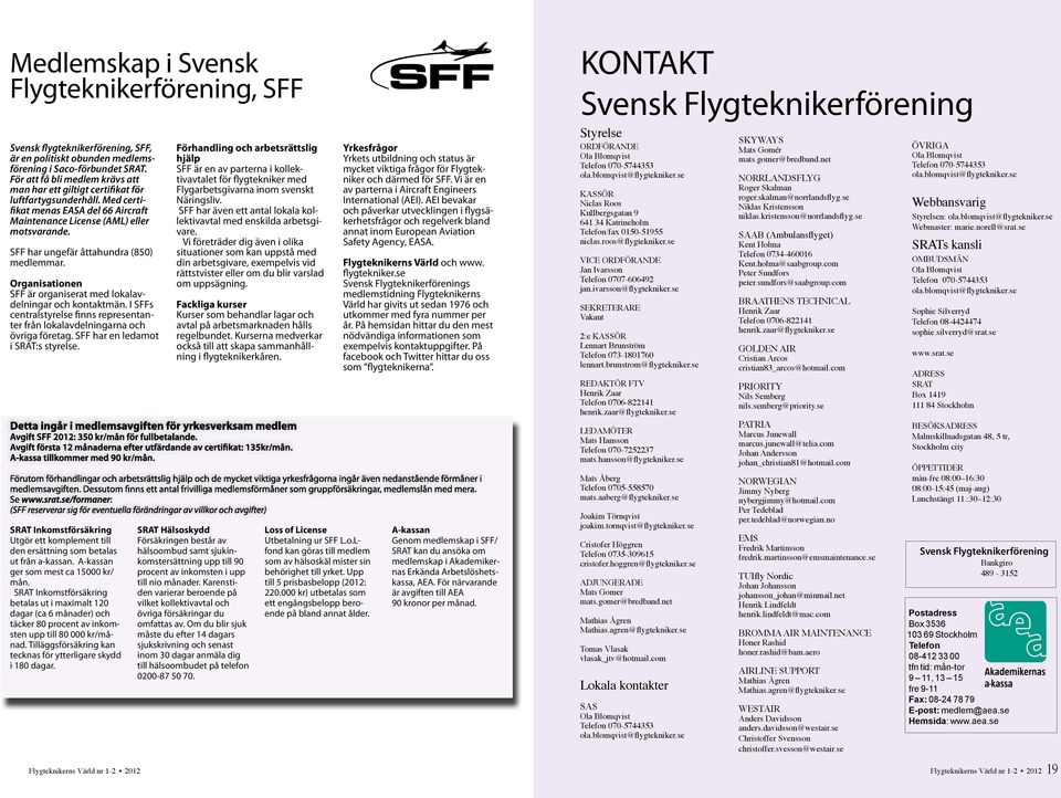 SFF har ungefär åttahundra (850) medlemmar. Organisationen SFF är organiserat med lokalavdelningar och kontaktmän.