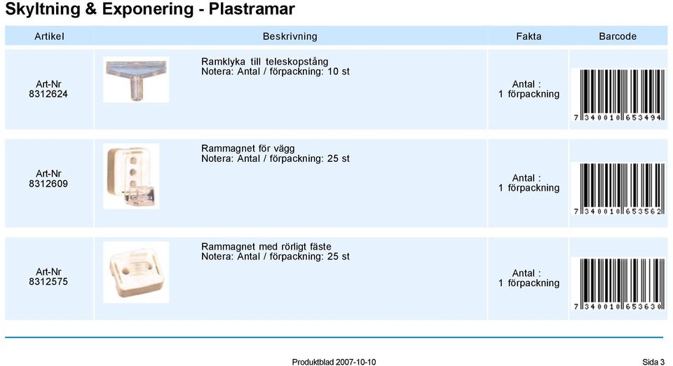 förpackning: 25 st 8312575 Rammagnet med rörligt fäste