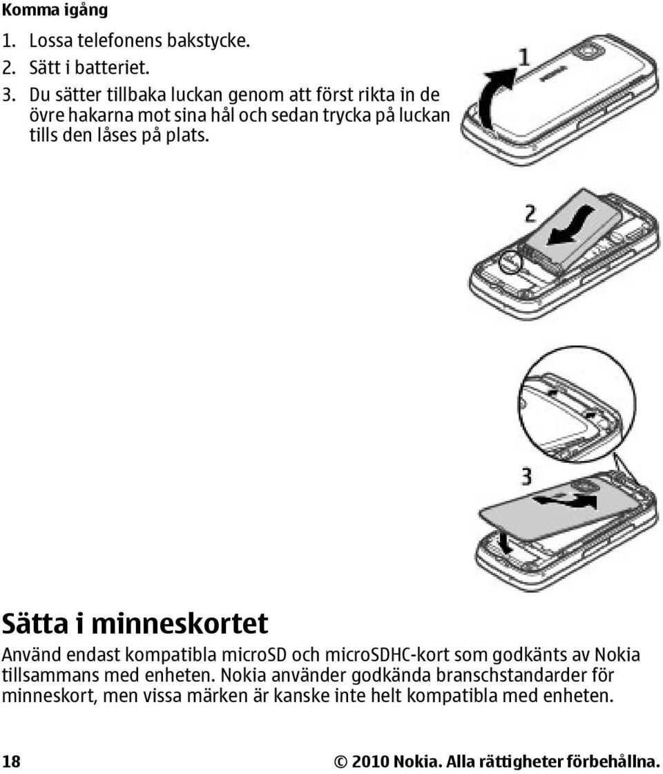 låses på plats.