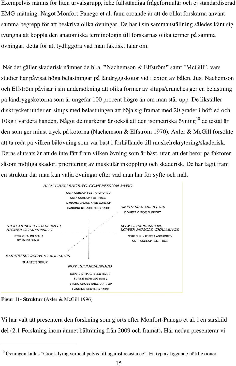 De har i sin sammanställning således känt sig tvungna att koppla den anatomiska terminologin till forskarnas olika termer på samma övningar, detta för att tydliggöra vad man faktiskt talar om.