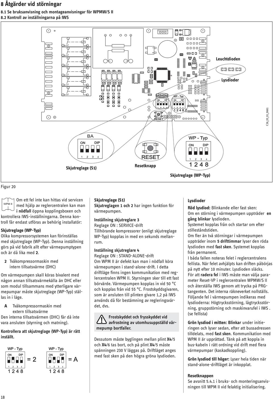 reglercentralen kan man i nödfall öppna kopplingsboxen och kontrollera IWS-inställningarna.