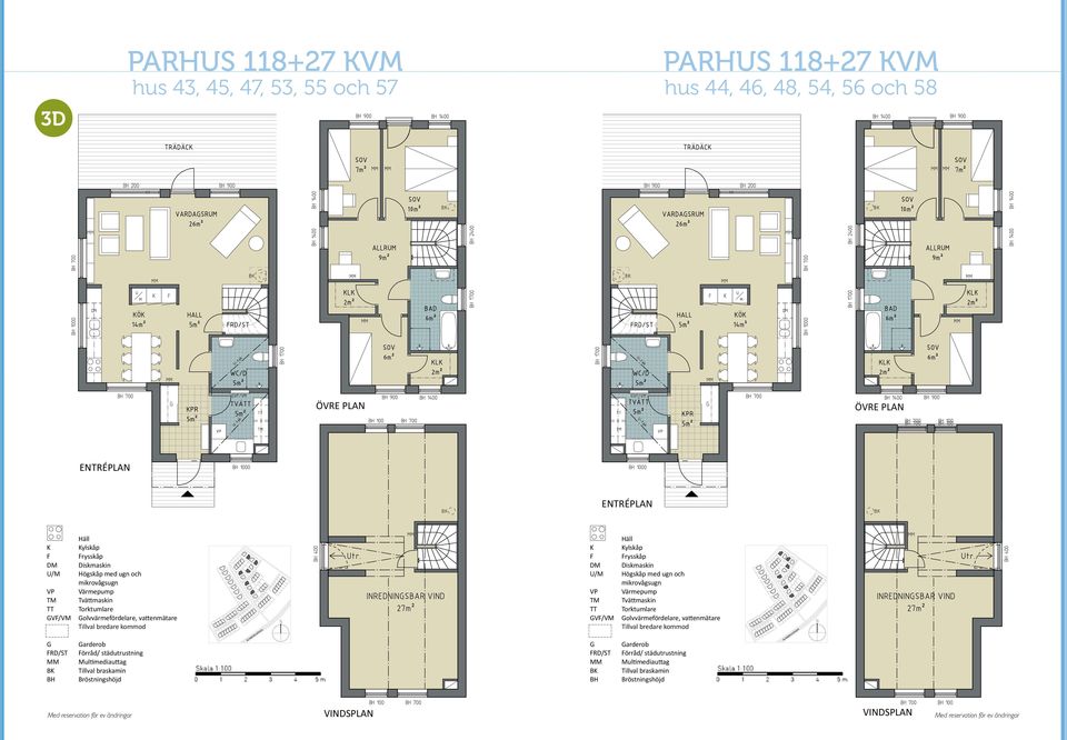 + inredningsbar vind 27m 2 Hus 44, 46, 48, 54, 56, 58 Hus 44, 46, 48, 54, 56, 58 hus 44, 48, 54, 56 och 58 BOFAKTA Parhus 118 m 2 + inredningsbar vind 27m 2 Hus 43, 45, 47, 53, 55, 57 BOFAKTA Parhus