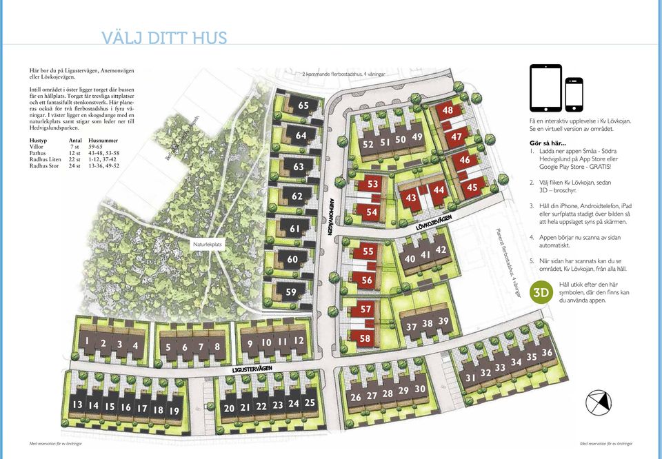 I väster ligger en skogsdunge med en naturlekplats samt stigar som leder ner till Hedvigslundsparken.