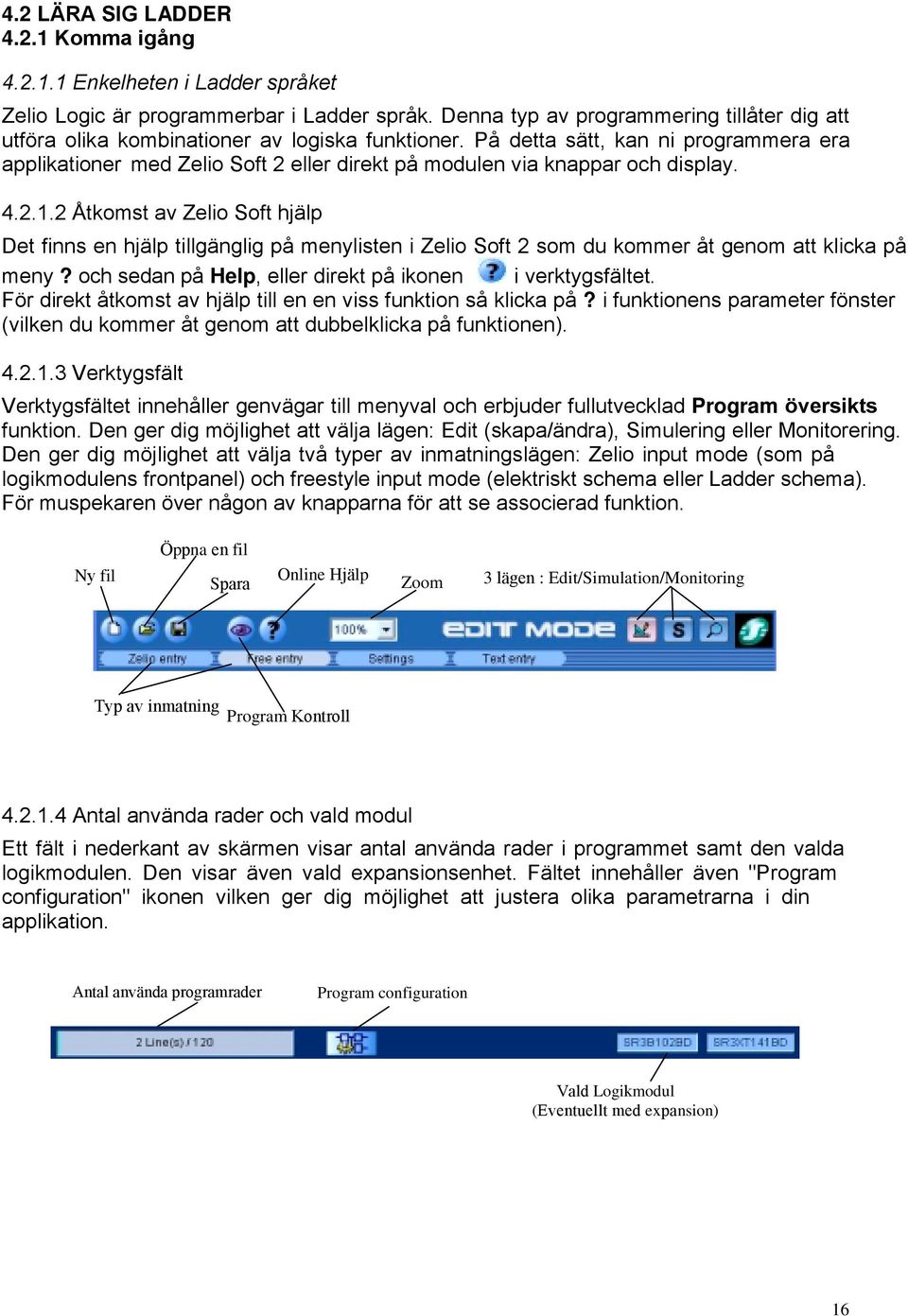 På detta sätt, kan ni programmera era applikationer med Zelio Soft 2 eller direkt på modulen via knappar och display. 4.2.1.