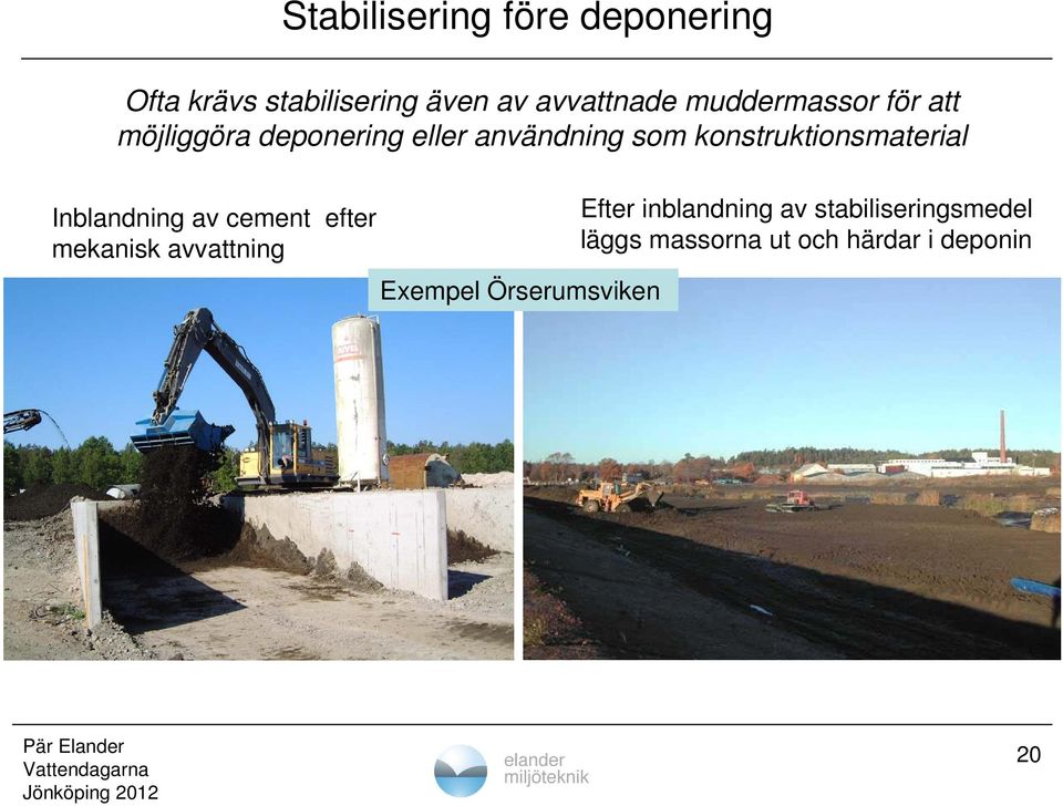 konstruktionsmaterial Inblandning av cement efter mekanisk avvattning Exempel