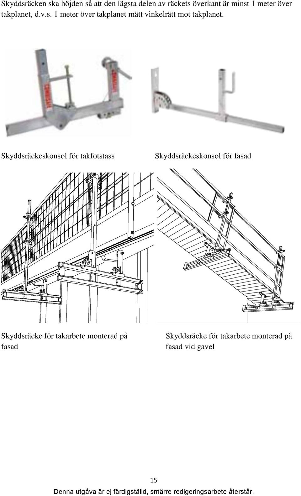 Skyddsräckeskonsol för takfotstass Skyddsräckeskonsol för fasad Skyddsräcke för