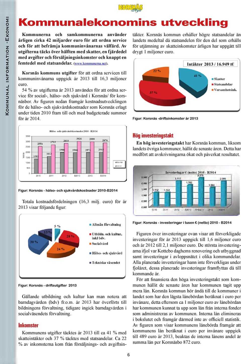 Korsnäs kommuns utgifter för att ordna servicen till kommuninvånarna uppgick år 2013 till 16,3 miljoner euro.