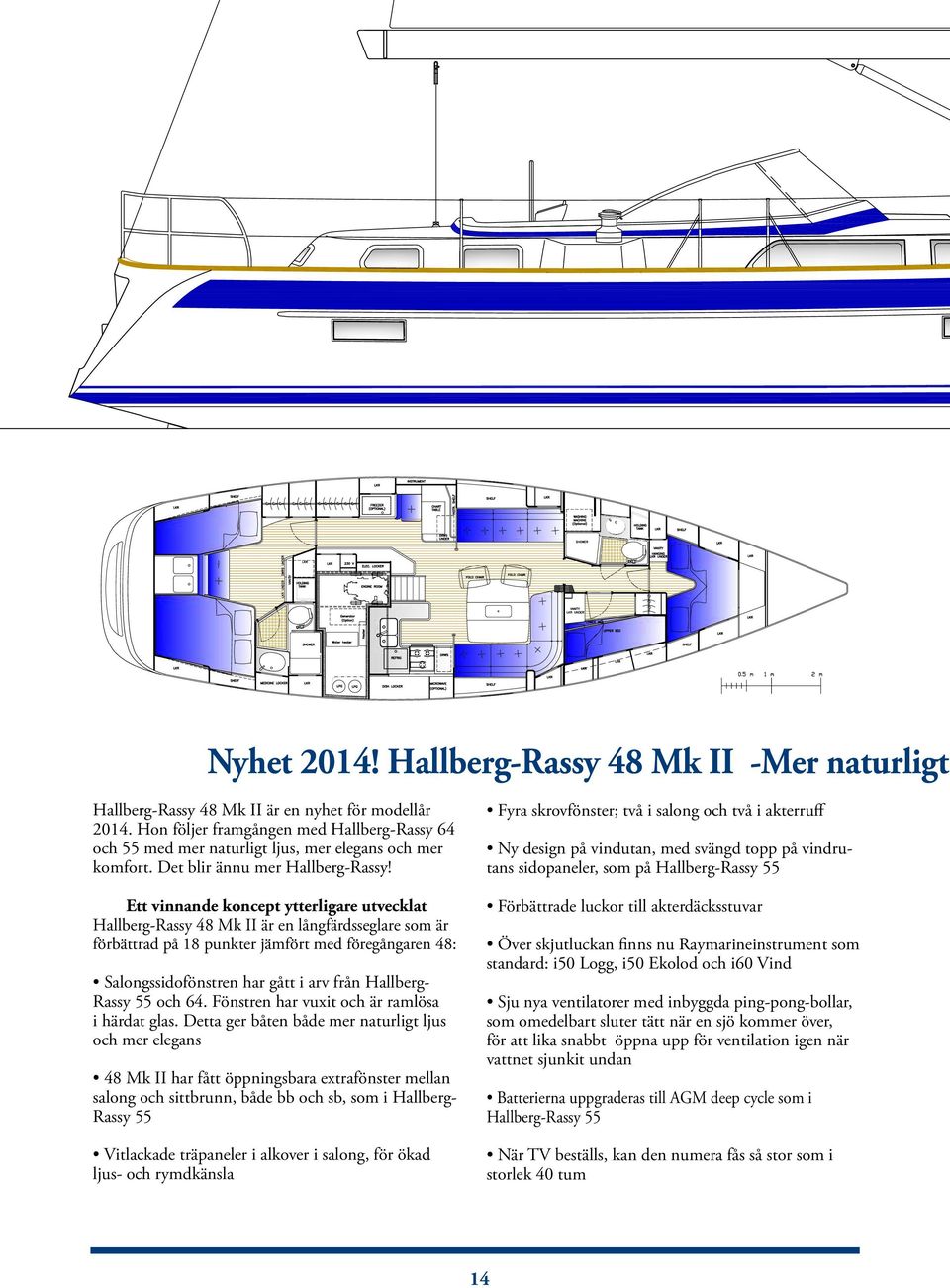 Ett vinnande koncept ytterligare utvecklat Hallberg-Rassy 48 Mk II är en långfärdsseglare som är förbättrad på 18 punkter jämfört med föregångaren 48: Salongssidofönstren har gått i arv från