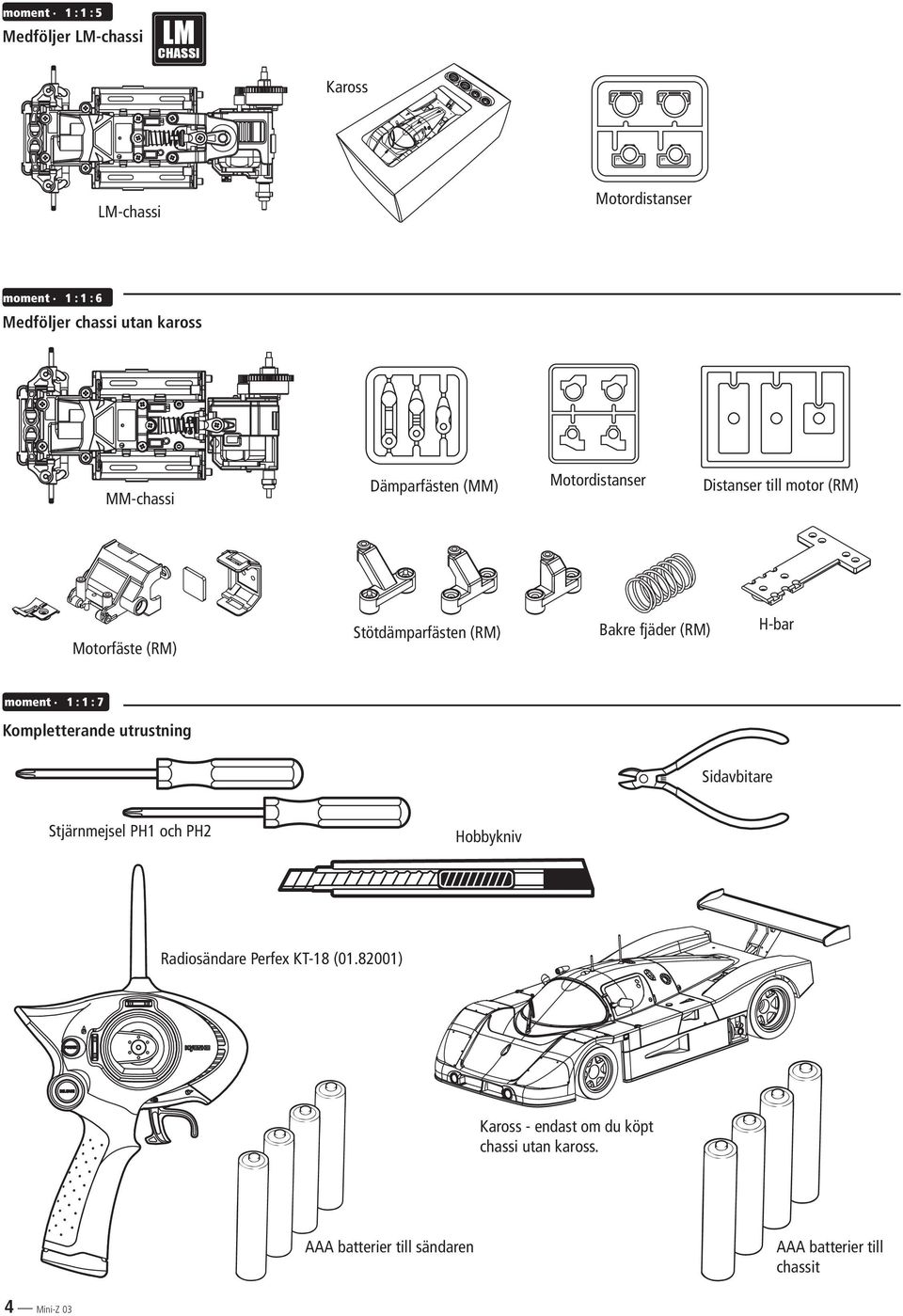 (RM) H-bar moment : : 7 Kompletterande utrustning Sidavbitare Stjärnmejsel PH och PH Hobbykniv Radiosändare Perfex KT-8