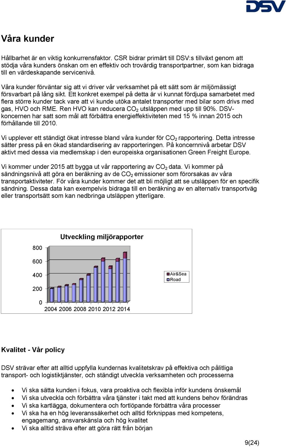 Våra kunder förväntar sig att vi driver vår verksamhet på ett sätt som är miljömässigt försvarbart på lång sikt.