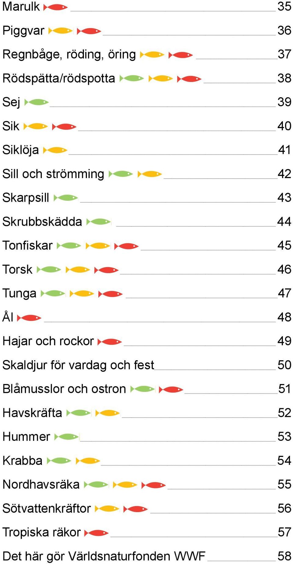 och rockor 49 Skaldjur för vardag och fest 50 Blåmusslor och ostron 51 Havskräfta 52 Hummer 53