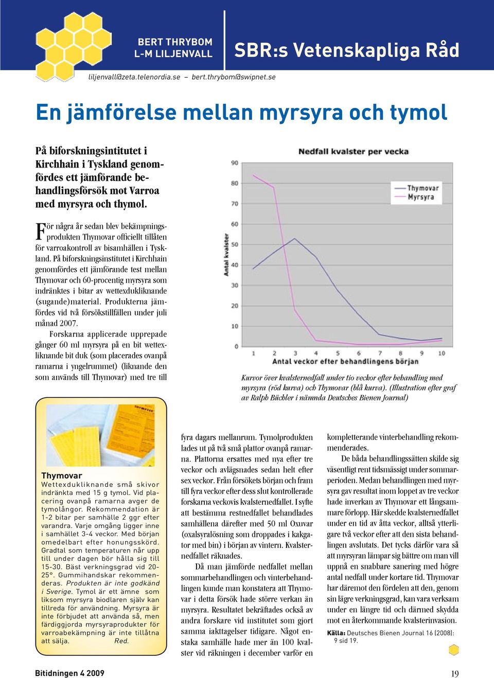 För några år sedan blev bekämpningsprodukten Thymovar officiellt tillåten för varroakontroll av bisamhällen i Tyskland.