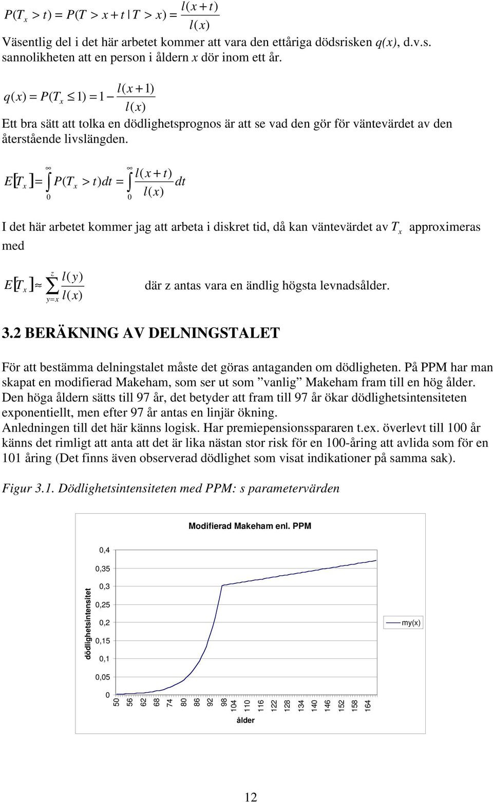 E x d x [ Tx ] = ÚP Tx > d = Ú I de här arbee kommer jag a arbea i diskre id, då kan vänevärde av T x approximeras med z [ x] ª Â E T y= x y x där z anas vara en ändig högsa evnadsåder. 3.