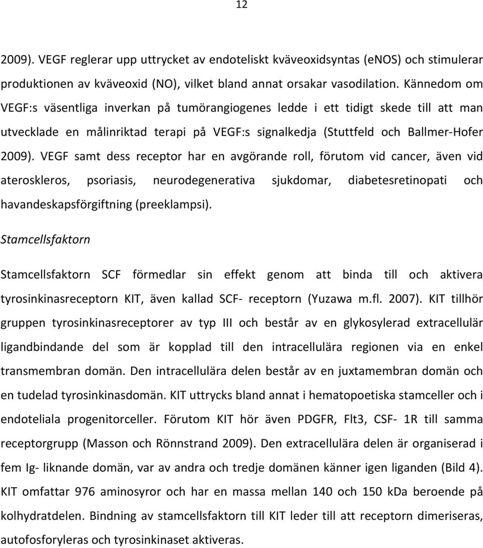 VEGF samt dess receptor har en avgörande roll, förutom vid cancer, även vid ateroskleros, psoriasis, neurodegenerativa sjukdomar, diabetesretinopati och havandeskapsförgiftning(preeklampsi).