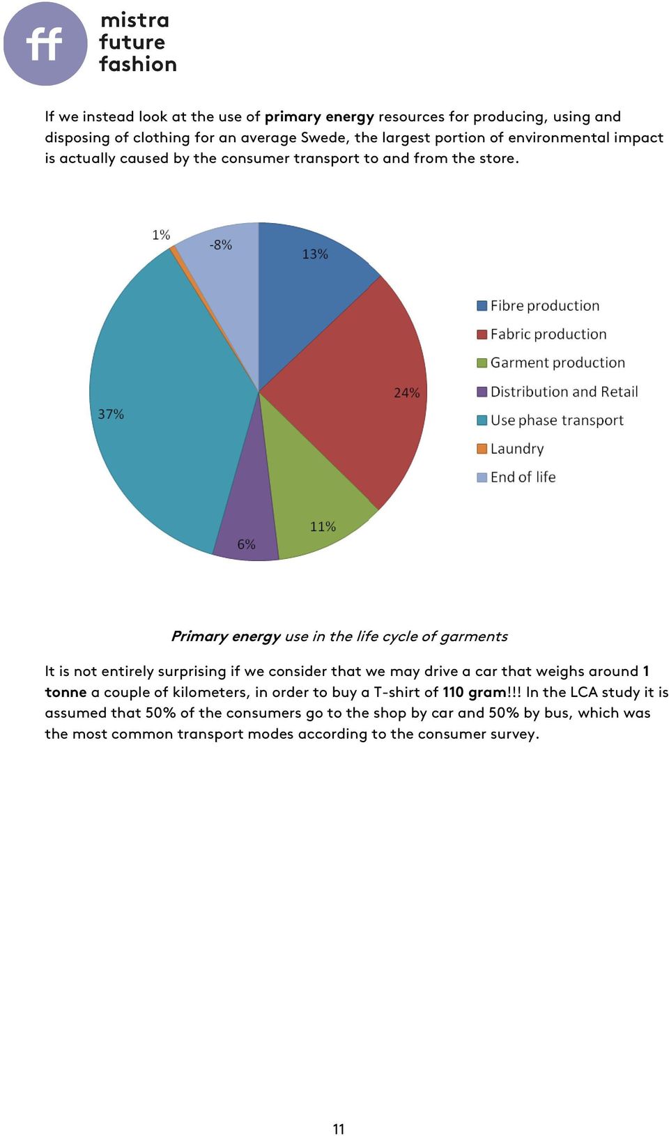 Primary energy use in the life cycle of garments It is not entirely surprising if we consider that we may drive a car that weighs around 1 tonne a couple