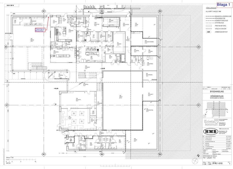 660l B1 50 721 EI30 B wellpapp 600l B2 +16,50 PASSAGE B3 FÖRKLARINGAR ALLA MÅTT ANGES I MM F K 106 6 m² K/F DM DM 105 HEMKUNSKAP 28 m² 113 KONTOR 9 m² 11 11 11 11 112 UTLAST /B 12 14 m² 115 13 /01