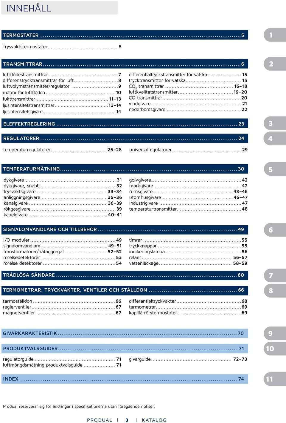 .. 16 18 luftkvalitetstransmitter...19 20 CO transmittrar...20 vindgivare... 21 nederbördsgivare...22 ELEFFEKTREGLERING... 23 REGULATORER... 24 temperaturregulatorer... 25 28 universalregulatorer.