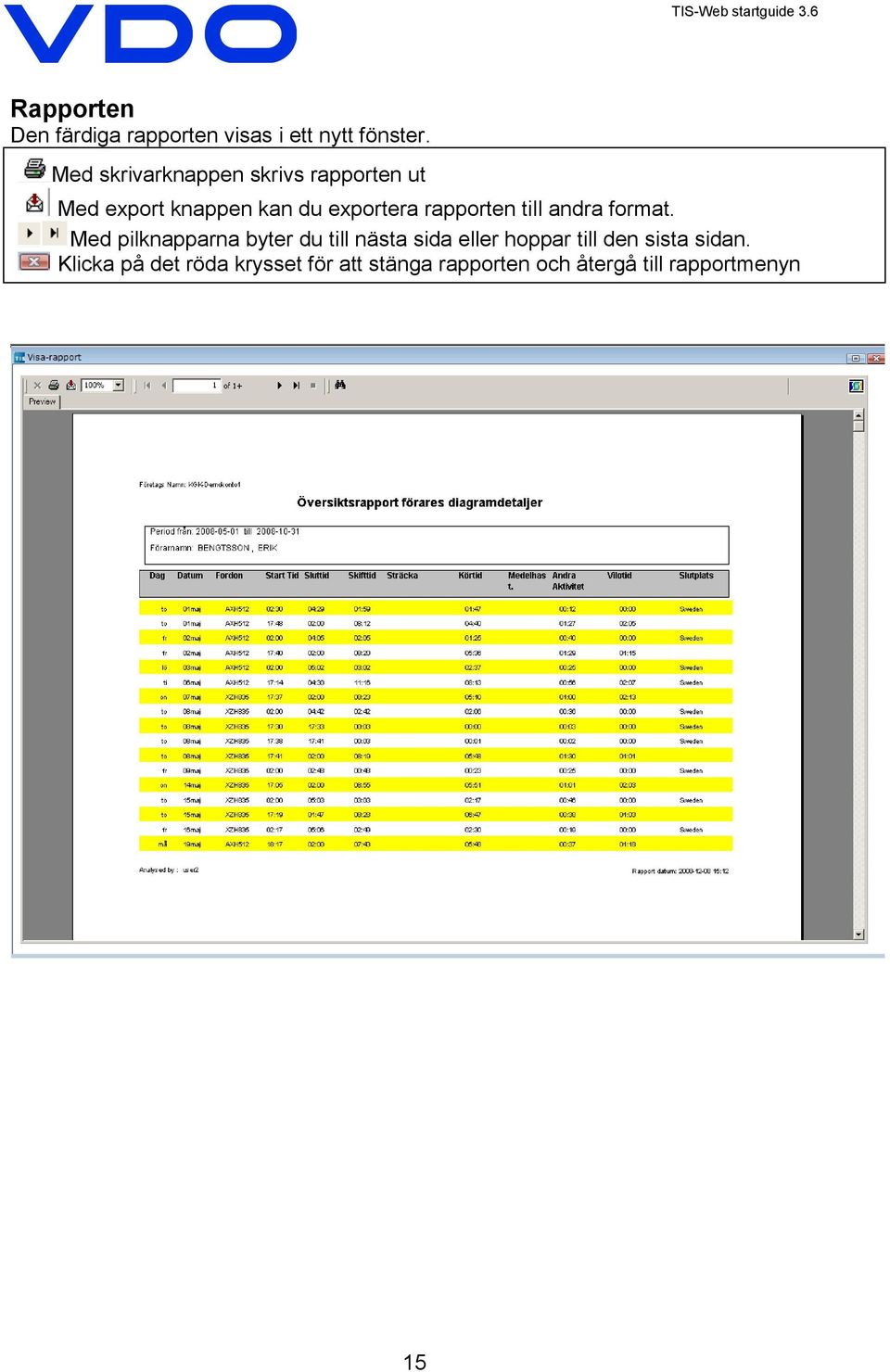 rapporten till andra format.