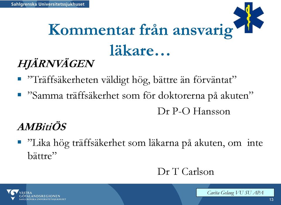 för doktorerna på akuten AMBitiÖS Dr P-O Hansson Lika hög