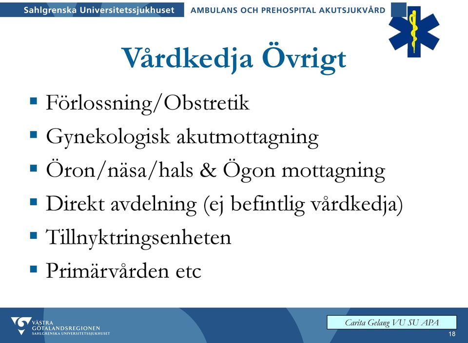 Ögon mottagning Direkt avdelning (ej