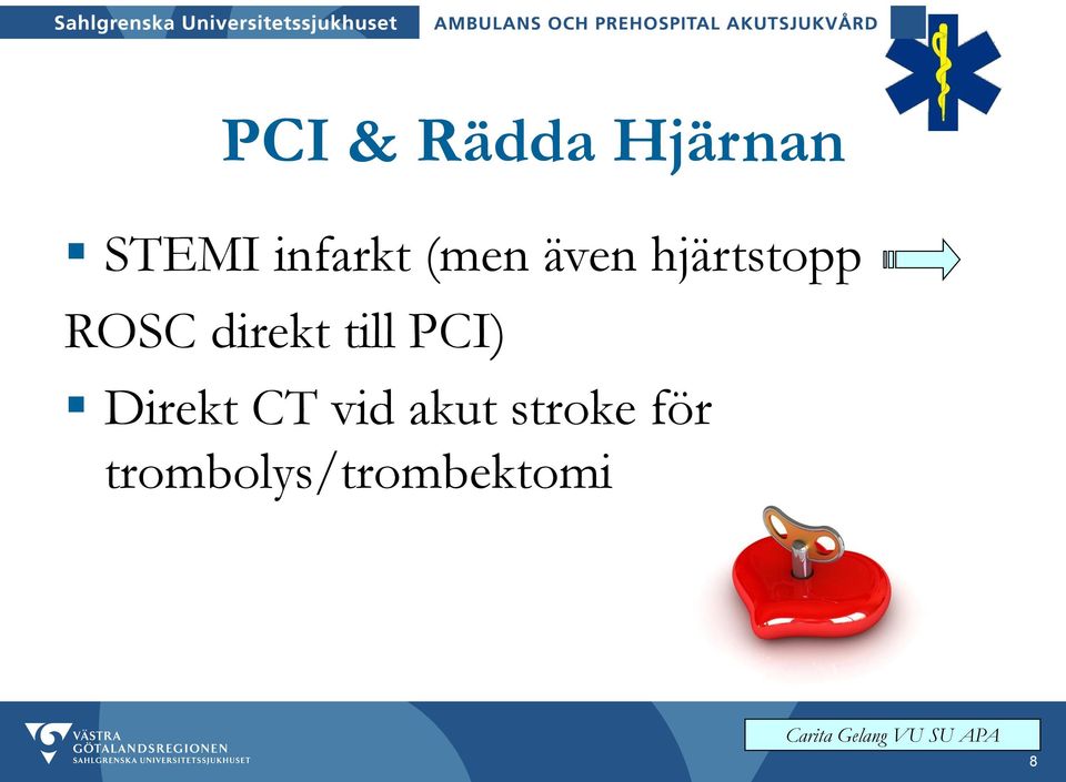 ROSC direkt till PCI) Direkt CT