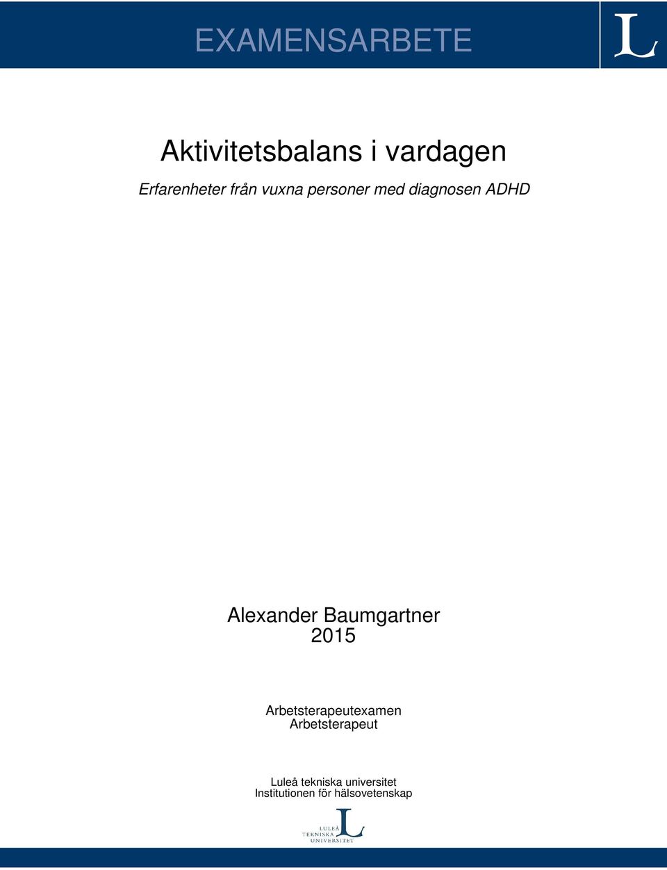 Alexander Baumgartner 2015 Arbetsterapeutexamen