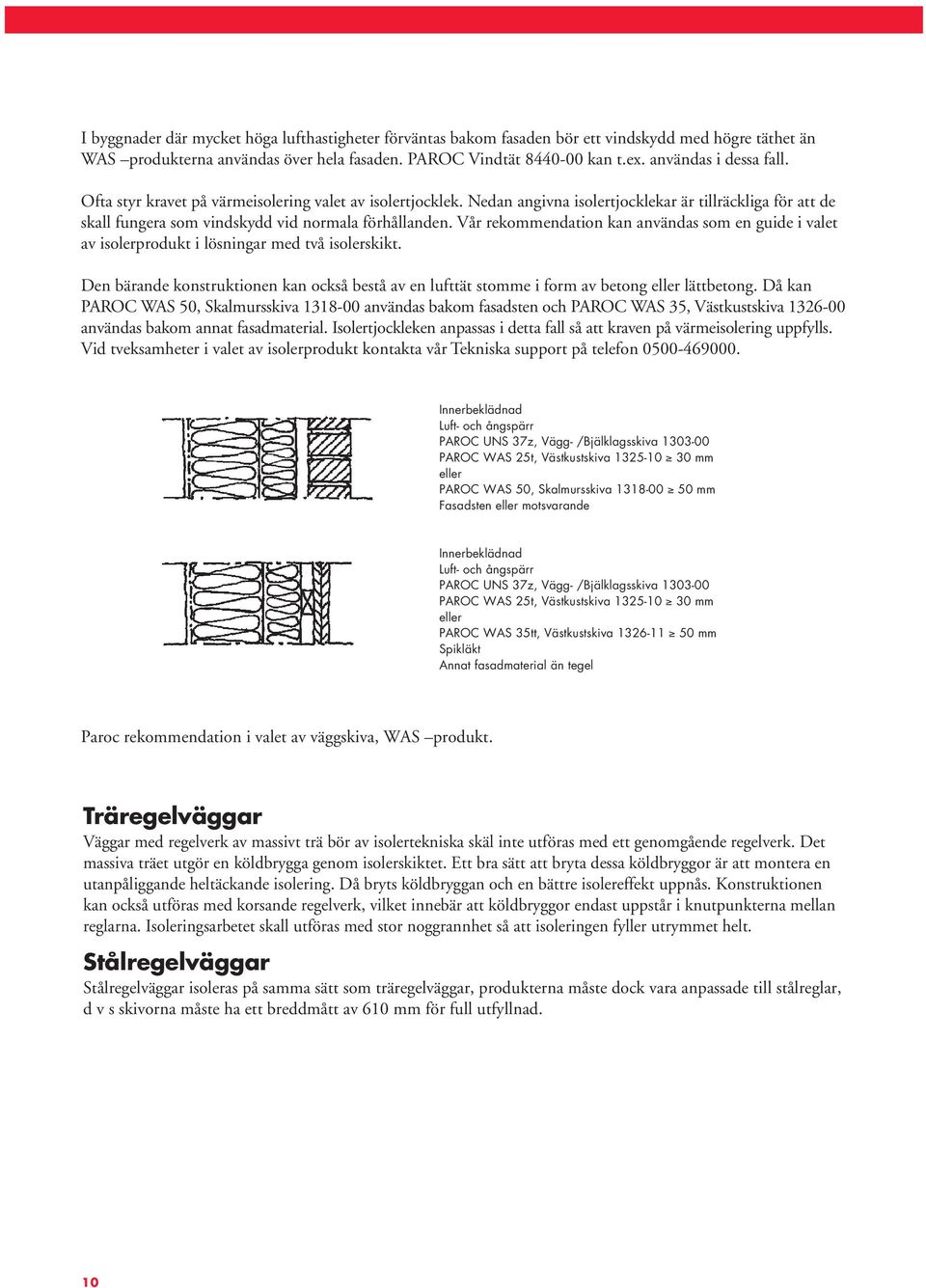 Vår rekommendation kan användas som en guide i valet av isolerprodukt i lösningar med två isolerskikt.