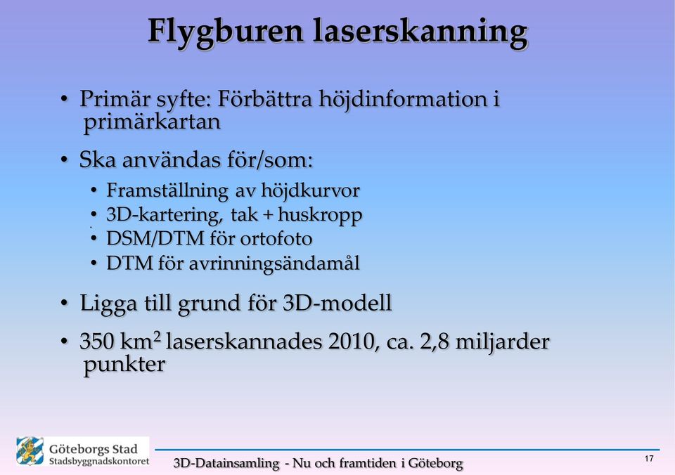 3D-kartering, tak + huskropp DSM/DTM för ortofoto DTM för