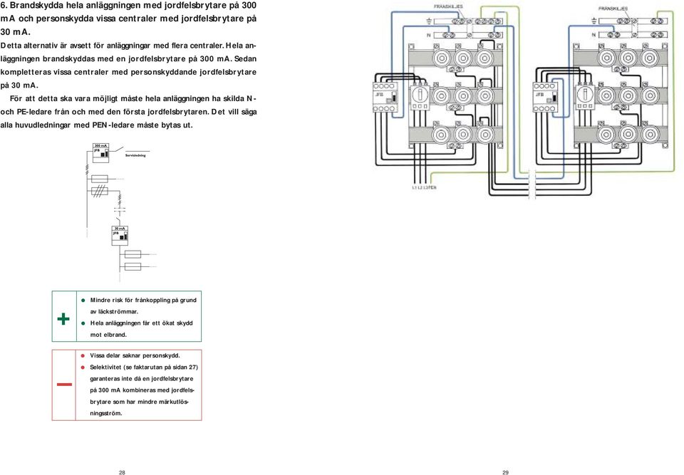 För att detta ska vara möjligt måste hela anläggningen ha skilda N- och PE-ledare från och med den första jordfelsbrytaren. Det vill säga alla huvudledningar med PEN-ledare måste bytas ut.