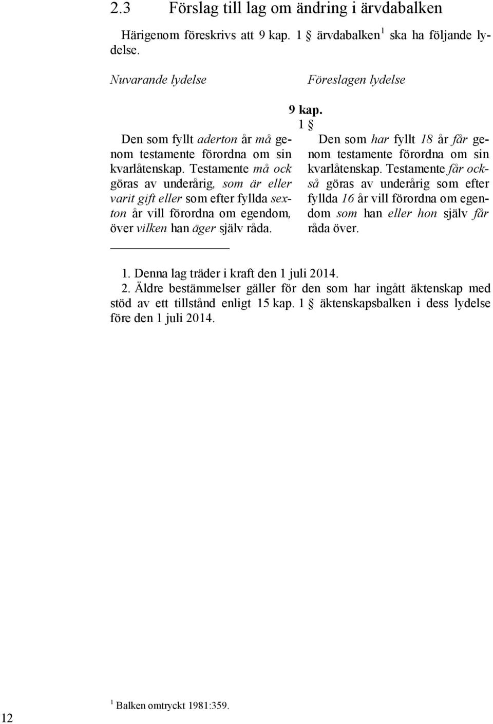 Testamente må ock göras av underårig, som är eller varit gift eller som efter fyllda sexton år vill förordna om egendom, över vilken han äger själv råda. 9 kap.