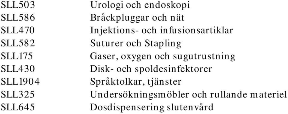 Stapling Gaser, oxygen och sugutrustning Disk- och spoldesinfektorer