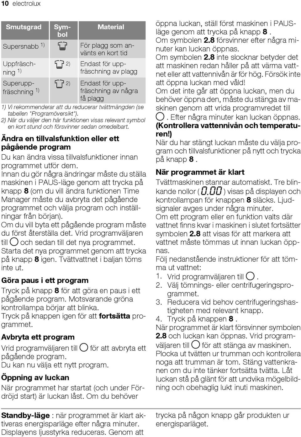 2) När du väljer den här funktionen visas relevant symbol en kort stund och försvinner sedan omedelbart.