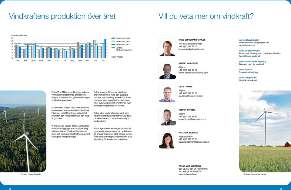 hans-christian schulze Vice VD/Försäljningschef +46 (0)10 199 88 05 hc.schulze@eolusvind.com henric karlsson www.eolusvind.com Information om våra projekt, vår organisation mm. www.slattensvind.