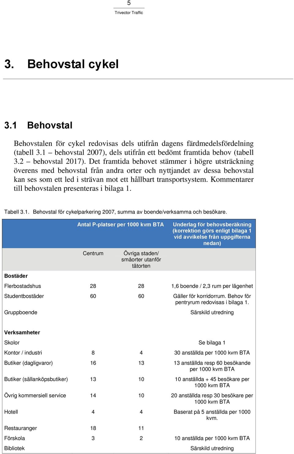 Det framtida behovet stämmer i högre utsträckning överens med behovstal från andra orter och nyttjandet av dessa behovstal kan ses som ett led i strävan mot ett hållbart transportsystem.