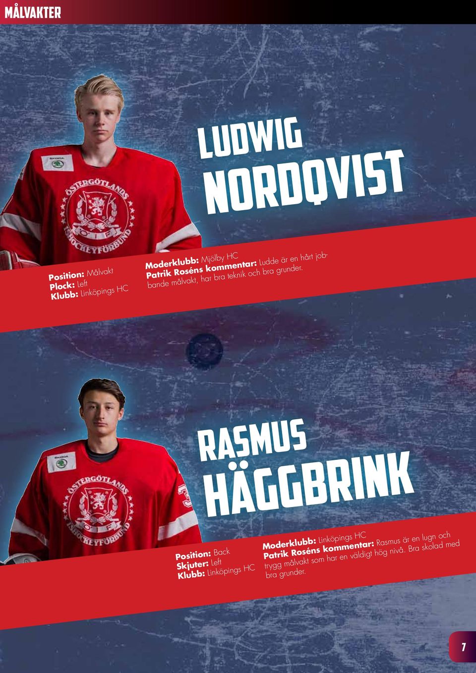 RASMUS HÄGGBRINK Position: Back Moderklubb: Linköpings HC Patrik Roséns kommentar: