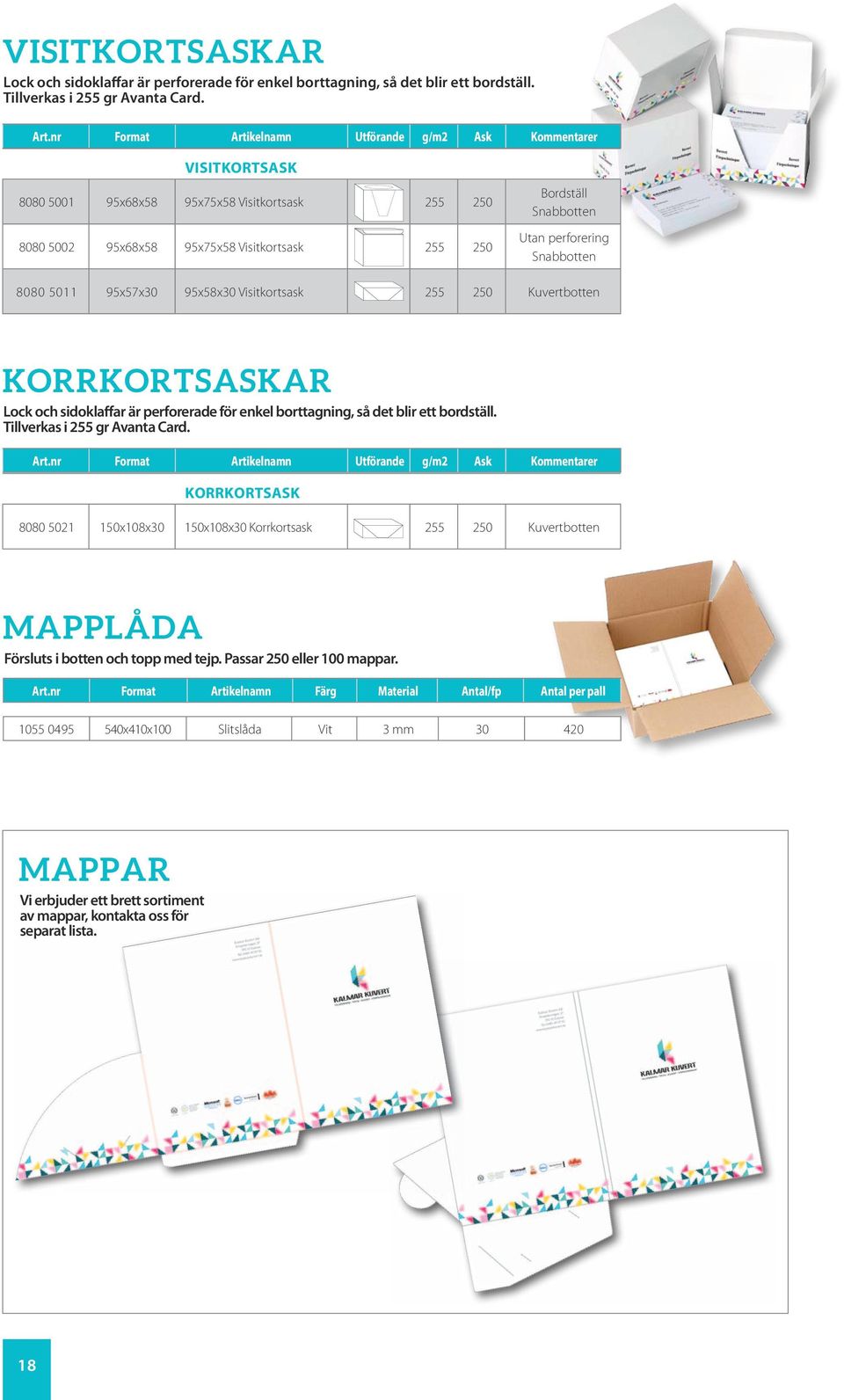 Snabbotten 8080 5011 95x57x30 95x58x30 Visitkortsask 255 250 Kuvertbotten KORRKORTSASKAR Lock och sidoklaffar är perforerade för enkel borttagning, så det blir ett bordställ.