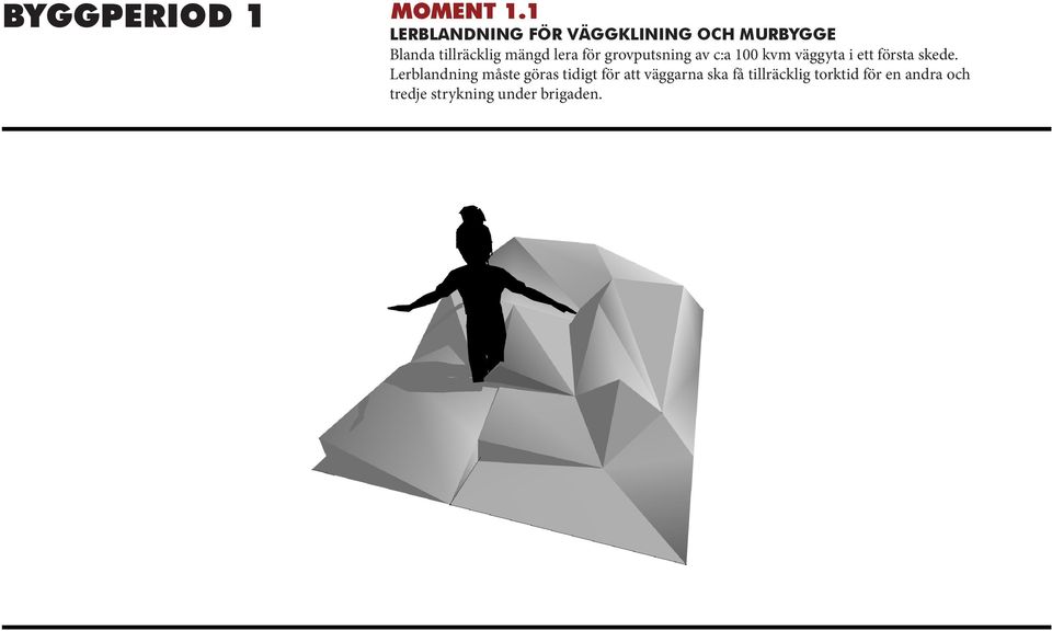 lera för grovputsning av c:a 100 kvm väggyta i ett första skede.