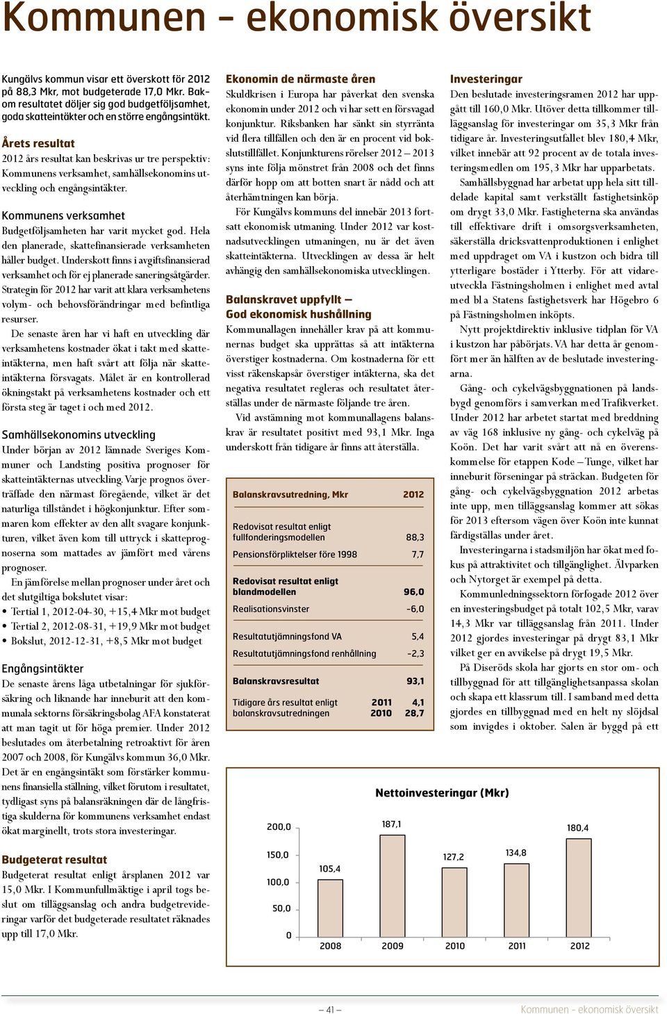 Hela den planerade, skattefinansierade verksamheten håller budget. Underskott finns i avgiftsfinansierad verksamhet och för ej planerade saneringsåtgärder.