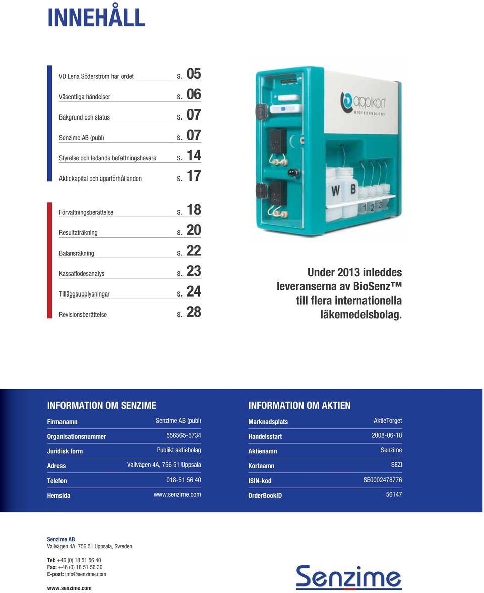28 Under 2013 inleddes leveranserna av BioSenz till flera internationella läkemedelsbolag.
