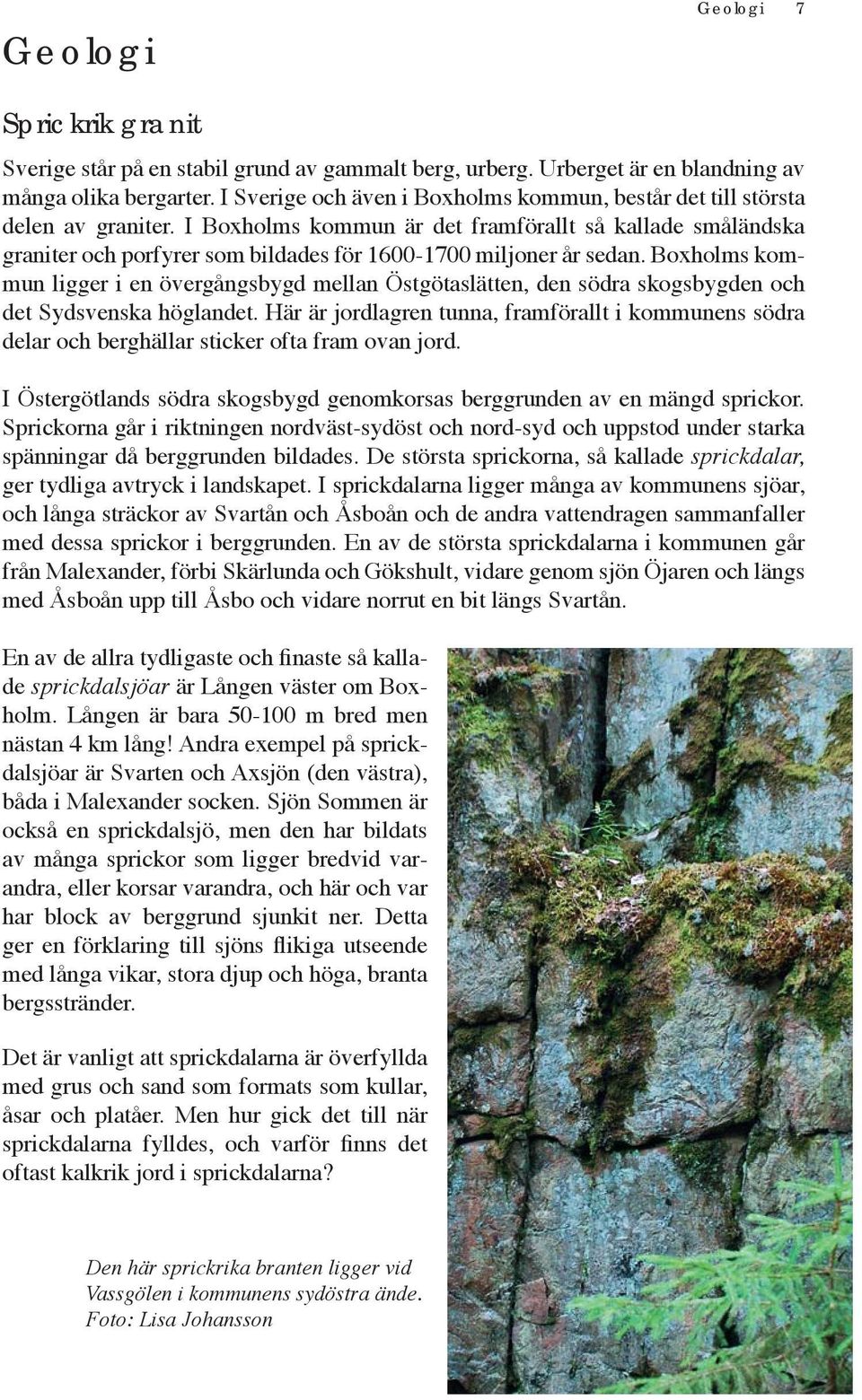 I Boxholms kommun är det framförallt så kallade småländska graniter och porfyrer som bildades för 1600-1700 miljoner år sedan.