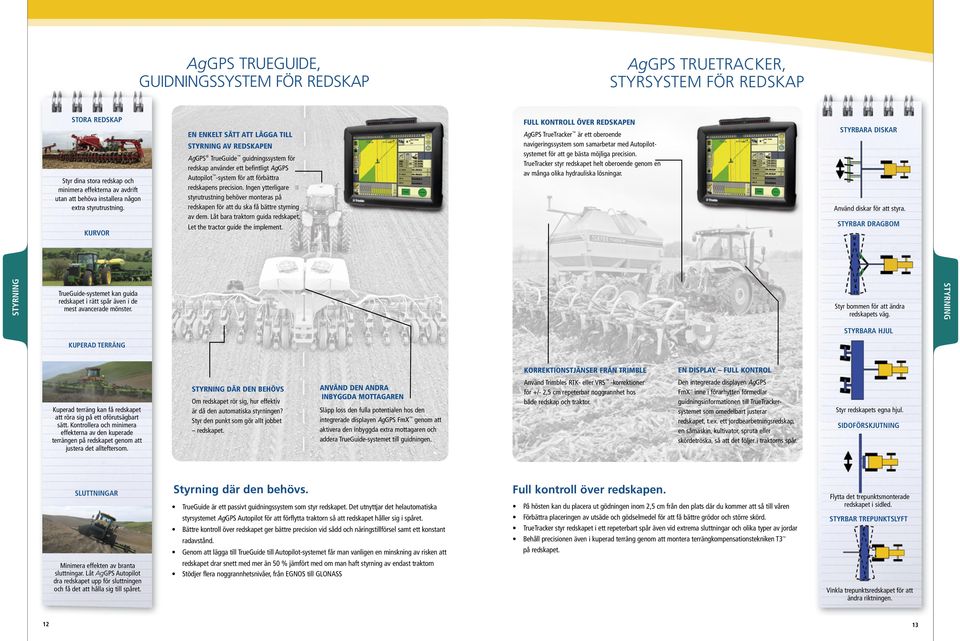 Ingen ytterligare styrutrustning behöver monteras på redskapen för att du ska få bättre styrning av dem. Låt bara traktorn guida redskapet. Let the tractor guide the implement.