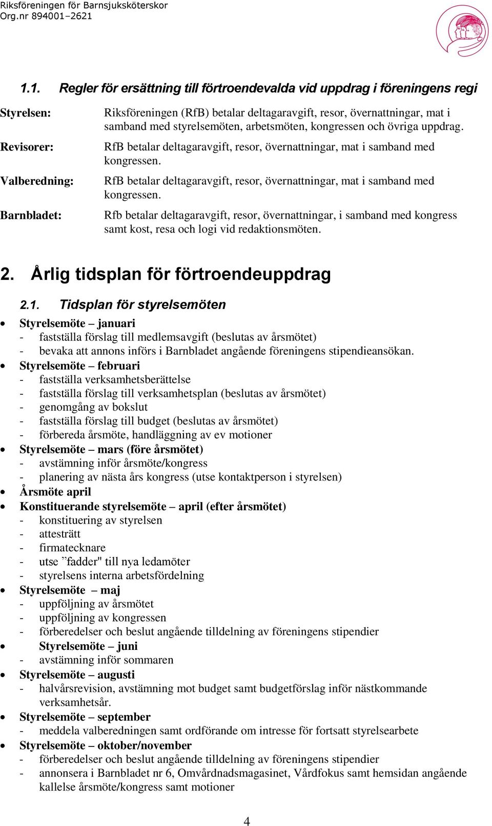 RfB betalar deltagaravgift, resor, övernattningar, mat i samband med kongressen. Rfb betalar deltagaravgift, resor, övernattningar, i samband med kongress samt kost, resa och logi vid redaktionsmöten.