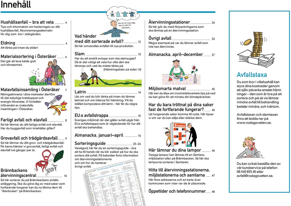 rigt avfall 26 Några exempel på var du lämnar avfall som inte kan återvinnas. Materialsortering i Österåker 6 Det går att leva både gott och klimatsmart.