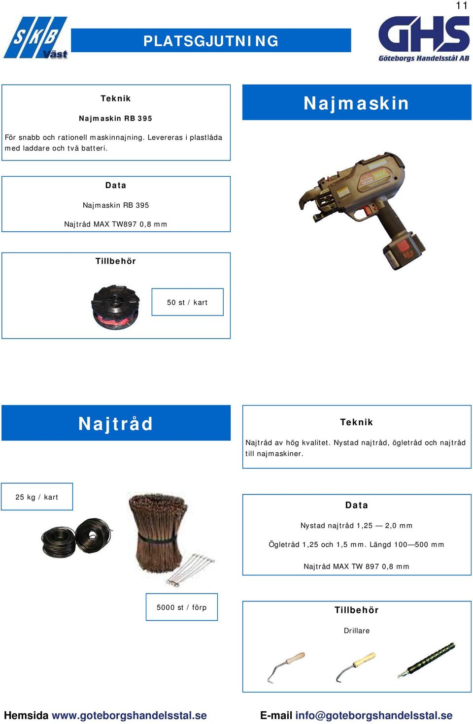 Najm askin RB 395 Najtråd MAX TW897 0,8 m m Tillbehör 50 st / kart N aj tråd Najtråd av hög kvalitet.