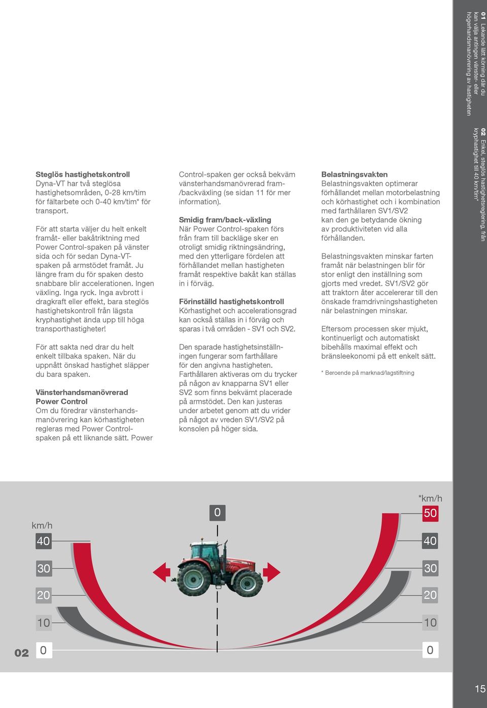 Ju längre fram du för spaken desto snabbare blir accelerationen. Ingen växling. Inga ryck.