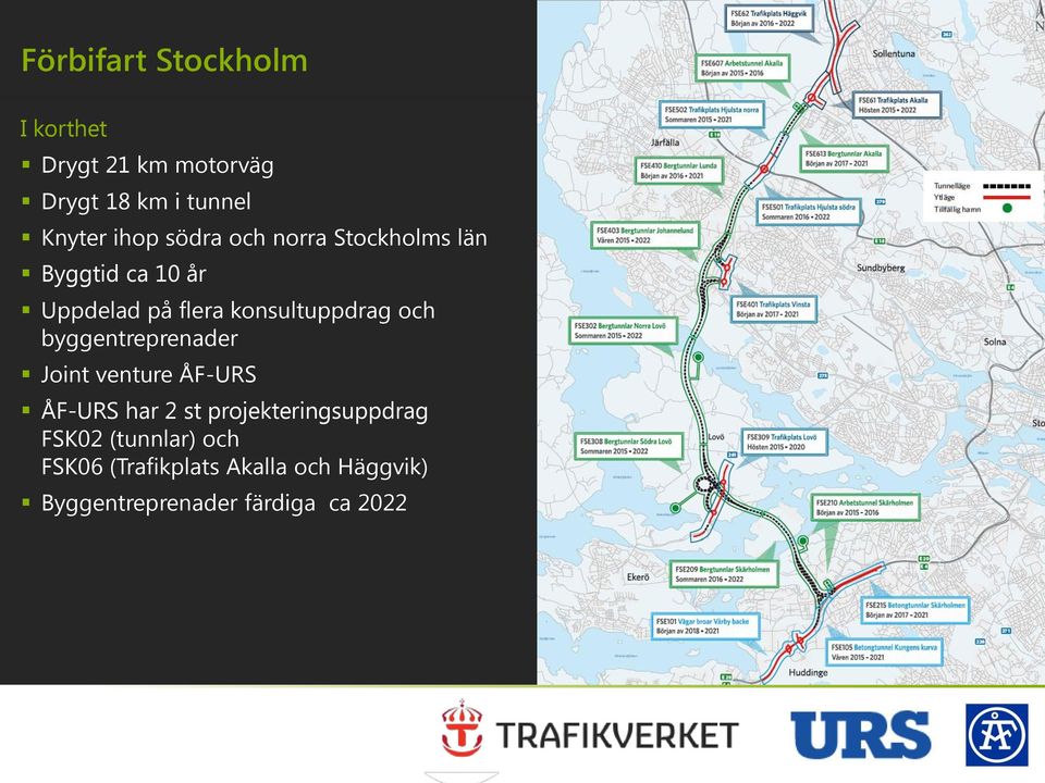 byggentreprenader Joint venture ÅF-URS ÅF-URS har 2 st projekteringsuppdrag FSK02